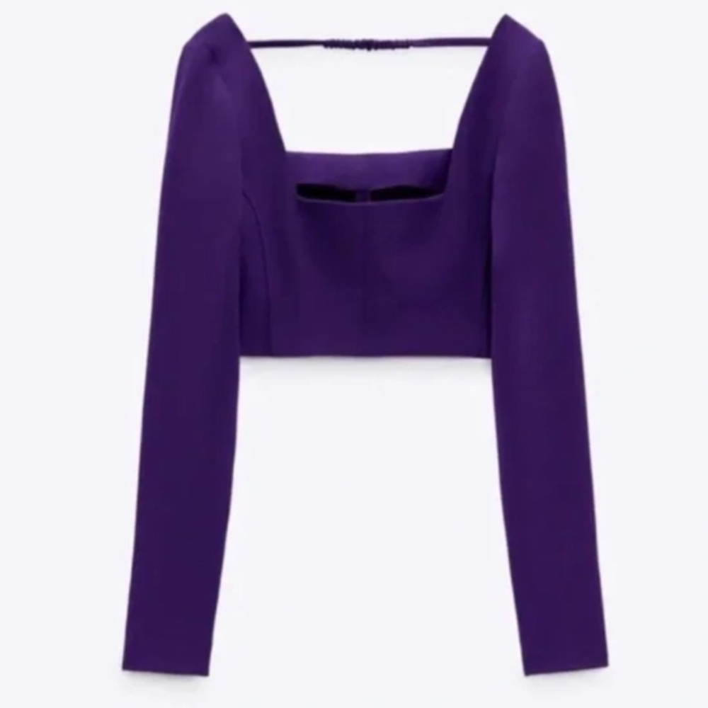 NEW! ZARA Join Life Purple Long Sleeve Crop Top - Picture 5 of 11
